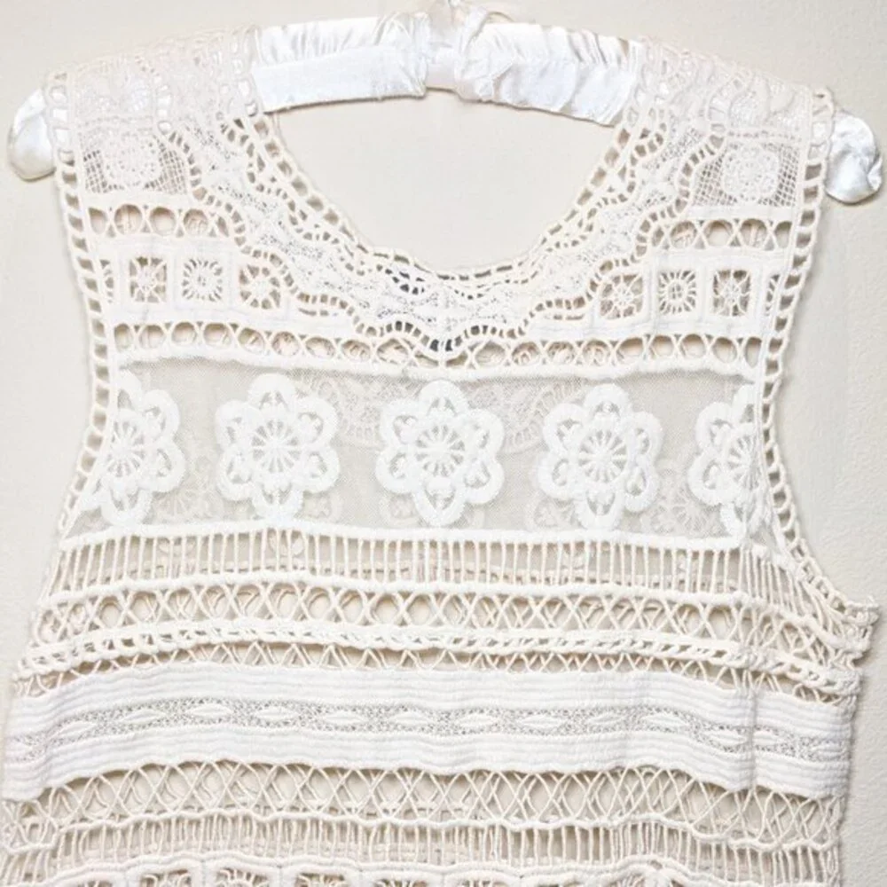 Anthropologie Sunday in Brooklyn Lace Crochet Sheer Summer Tank Top - Picture 5 of 12